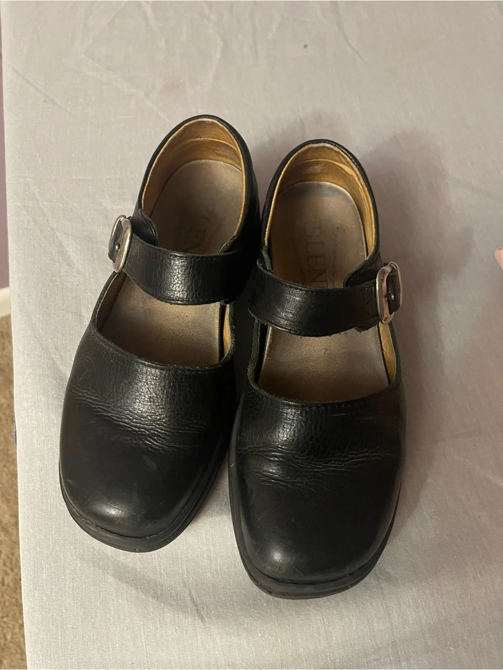 Women’s Blend Black Leather Mary Jane Shoes with Buckle
